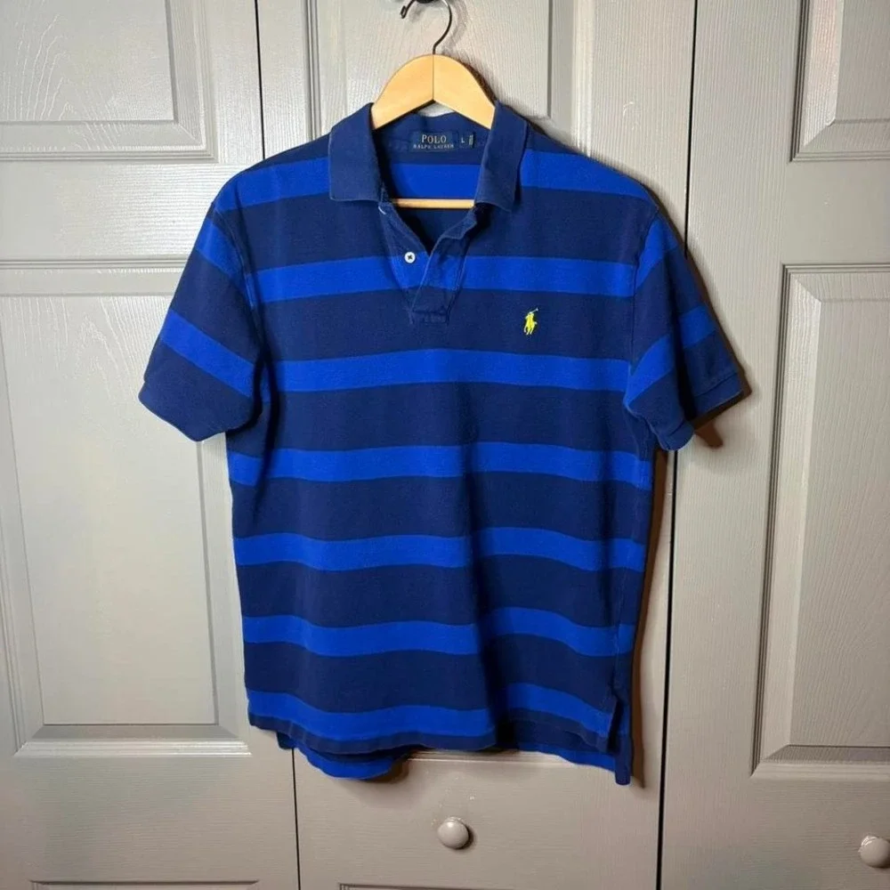 Polo Ralph Lauren striped polo Size L blue preppy classic summer